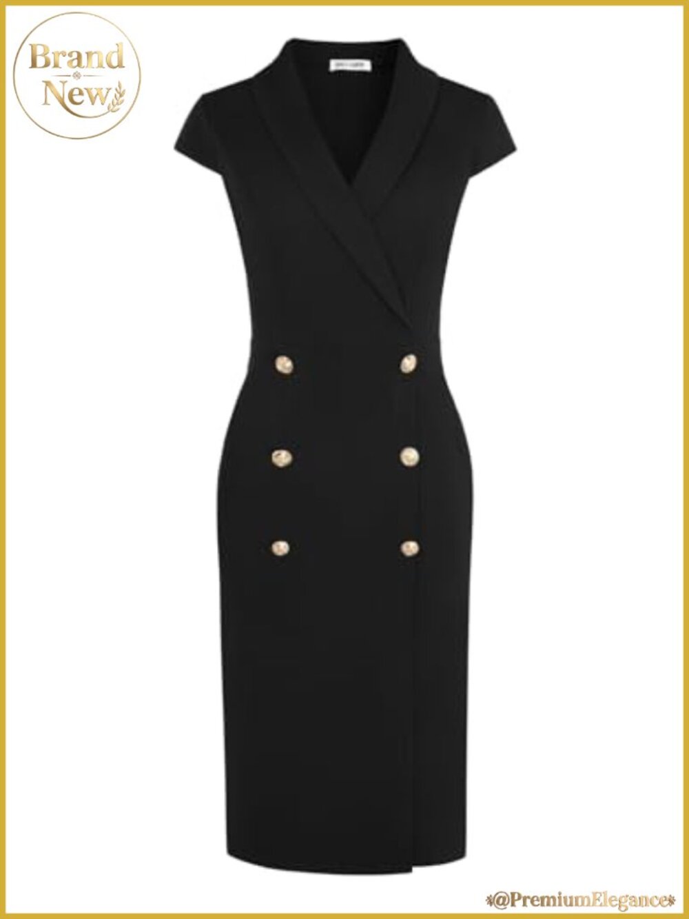 Cap Sleeve V-Neck Bodycon Work Dress Knee-Length Business Casual